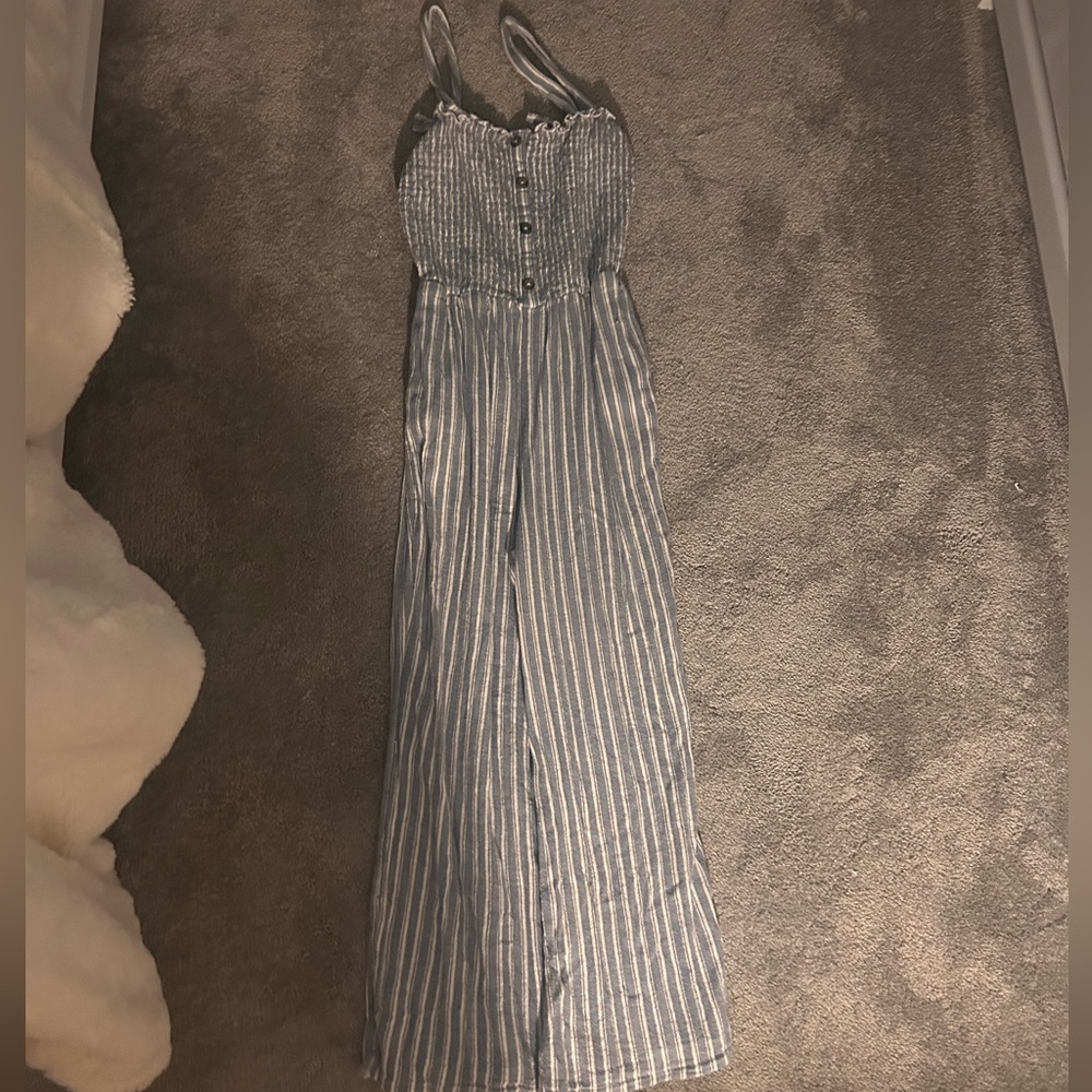 Hollister blue and white striped jumpsuit size S
